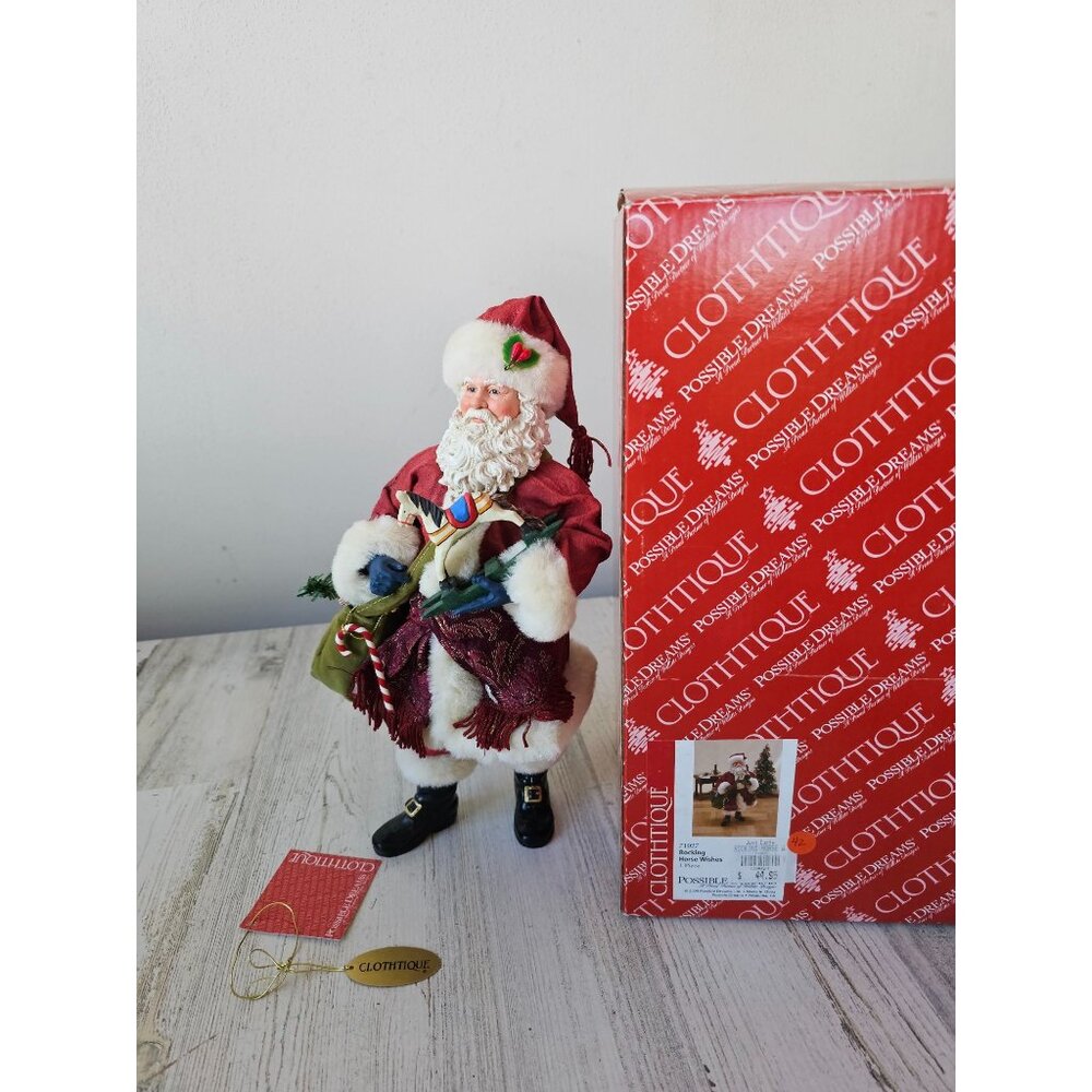 Clothtique rocking horse wishes Santa 71027 possible dreams vintage Santa decor